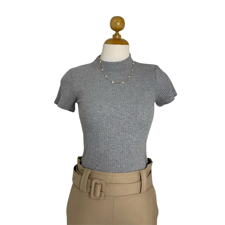 Polo Rib Cuello alto Manga Corta Sienna