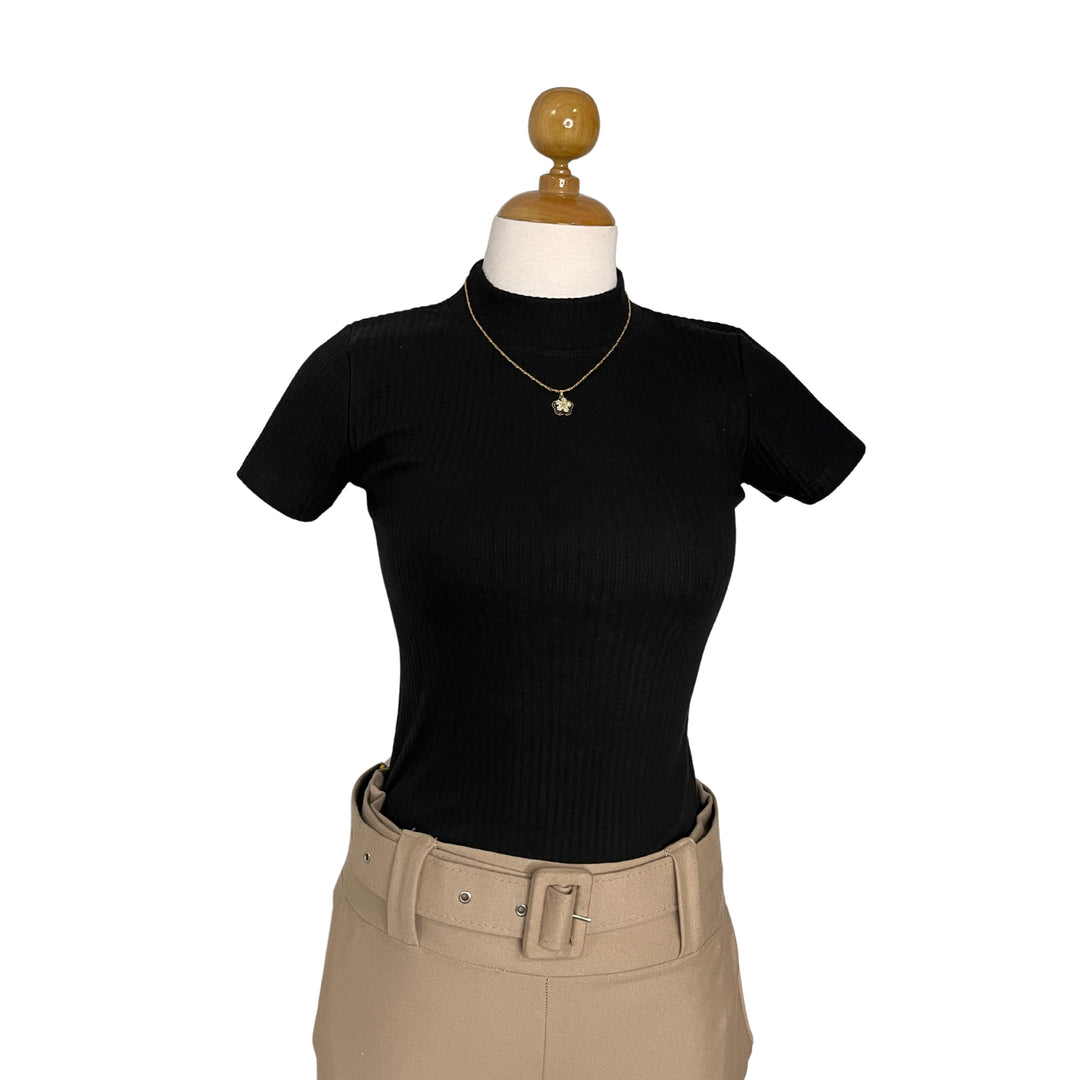 Polo Rib Cuello alto Manga Corta Sienna