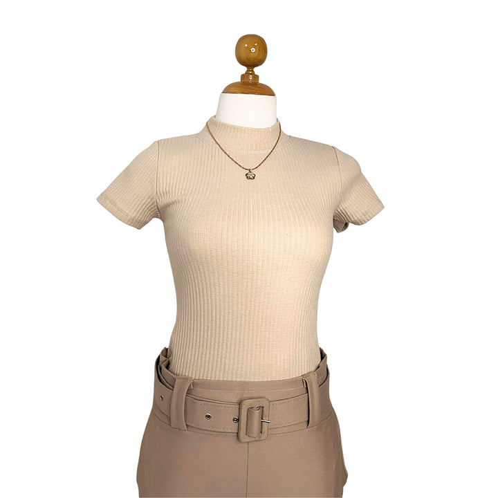Polo Rib Cuello alto Manga Corta Sienna