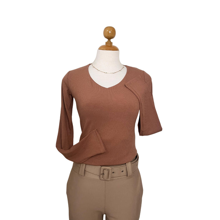 Polo Rib Cuello V Manga Larga Victoria
