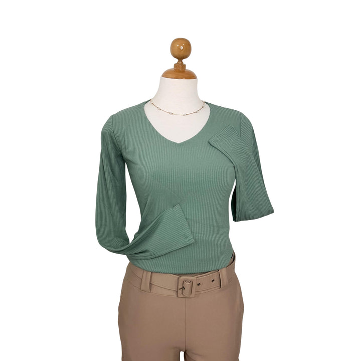 Polo Rib Cuello V Manga Larga Victoria