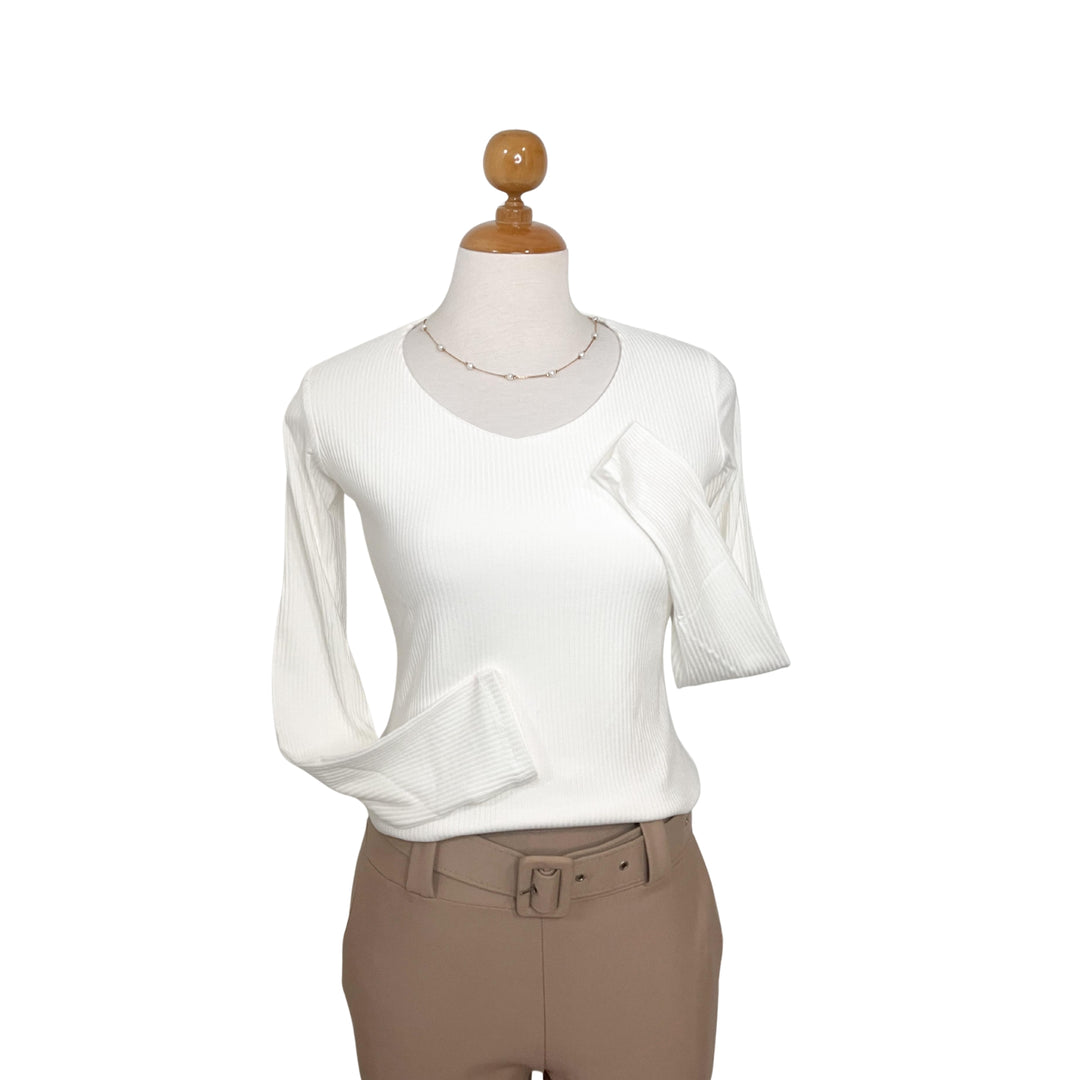 Polo Rib Cuello V Manga Larga Victoria