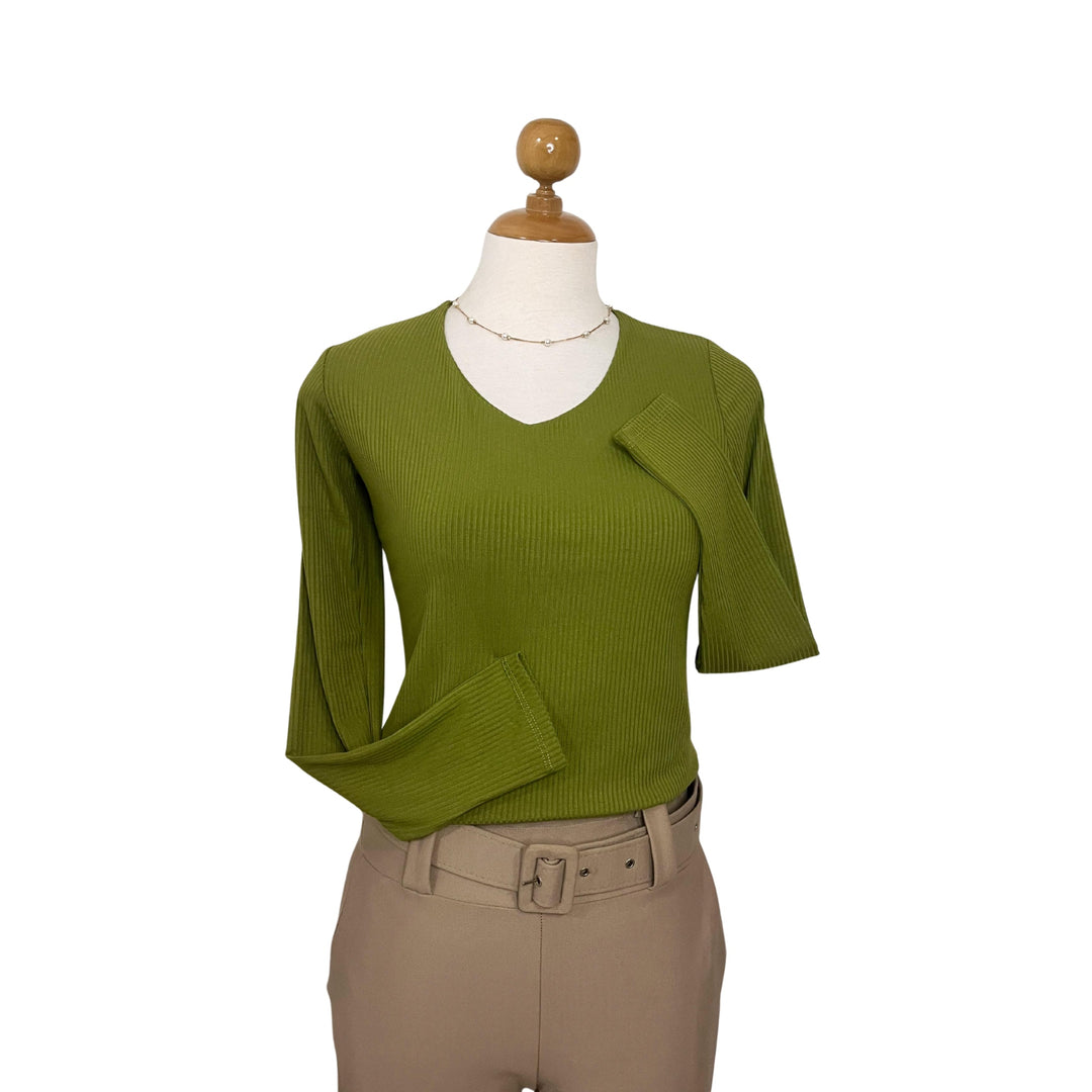 Polo Rib Cuello V Manga Larga Victoria