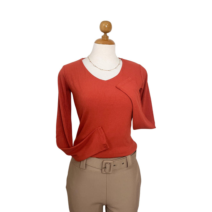 Polo Rib Cuello V Manga Larga Victoria