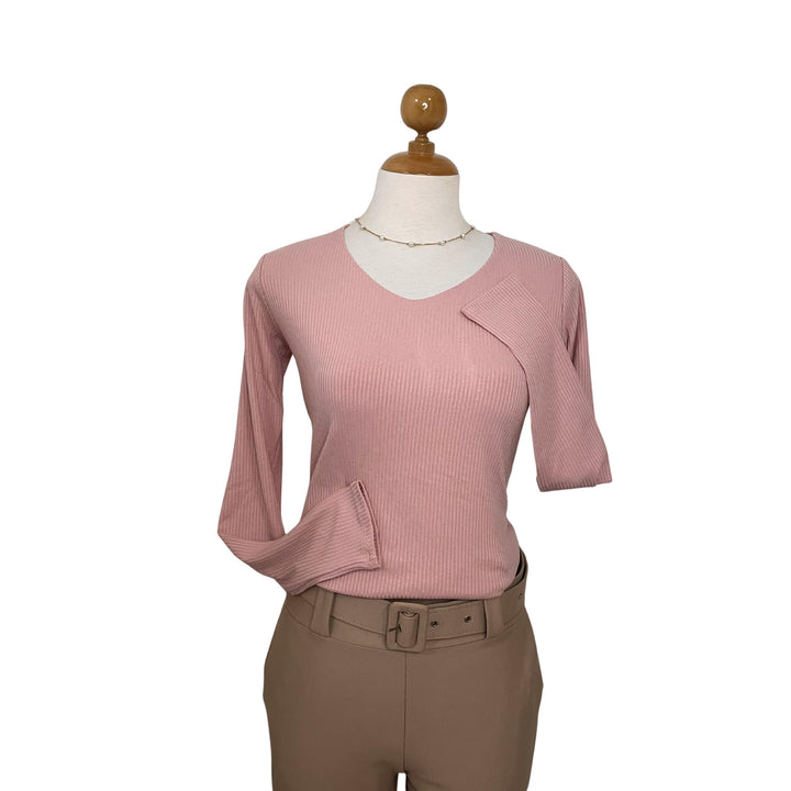 Polo Rib Cuello V Manga Larga Victoria