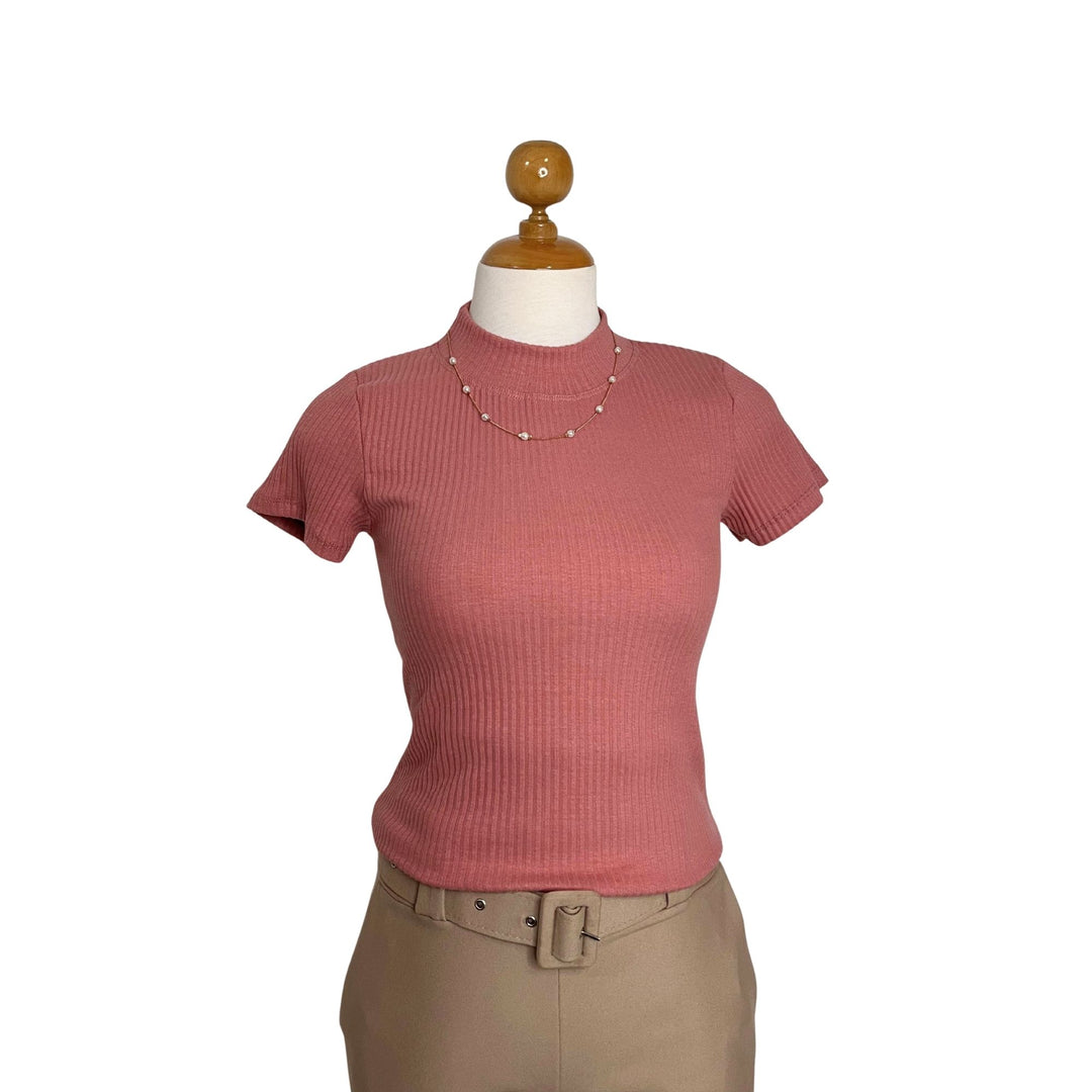 Polo Rib Cuello alto Manga Corta Sienna