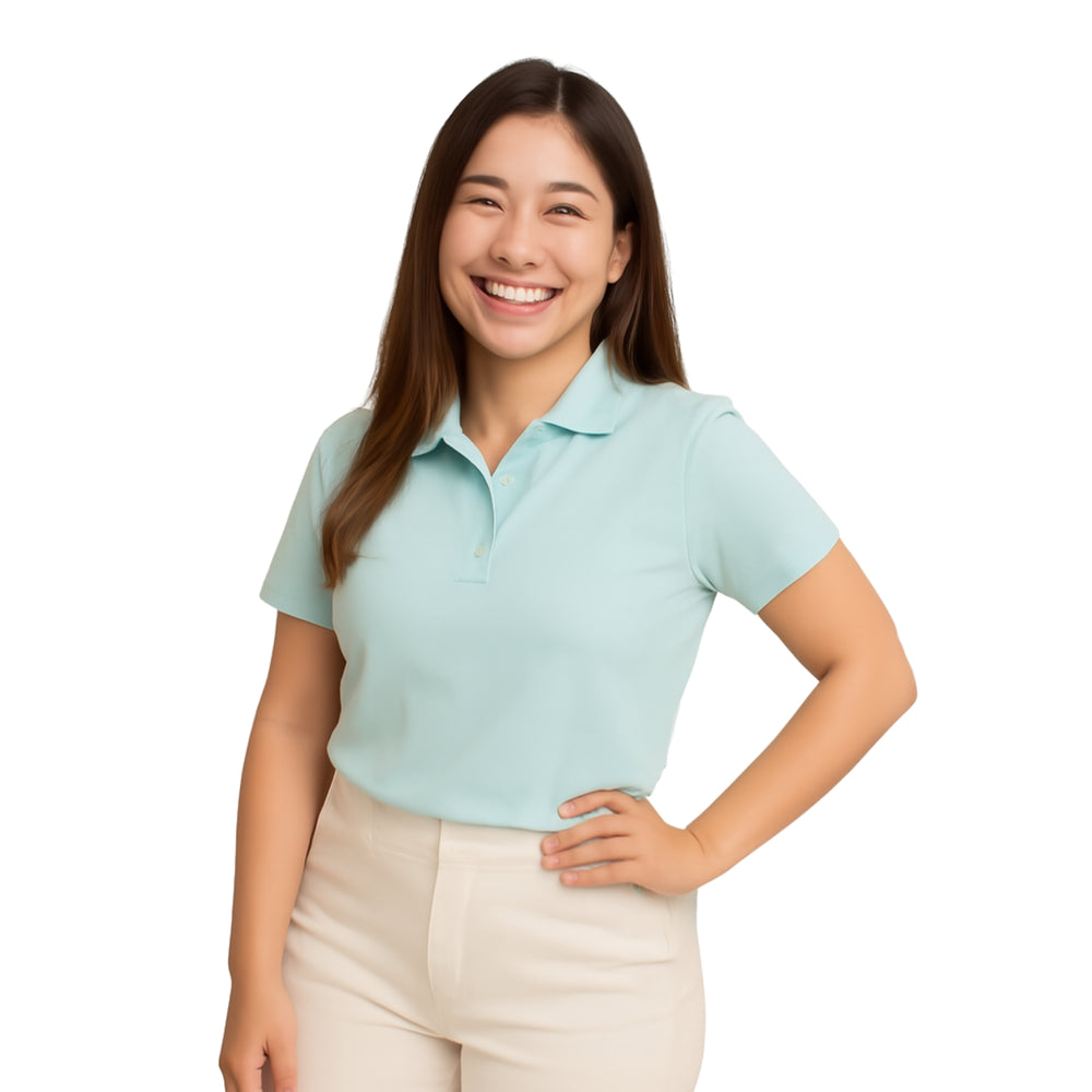 Polo camisero en color verde menta para mujer