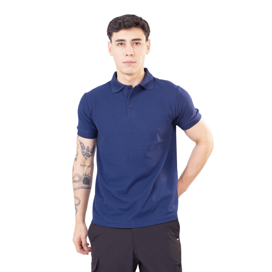 polo camisero en color azul acero para hombre