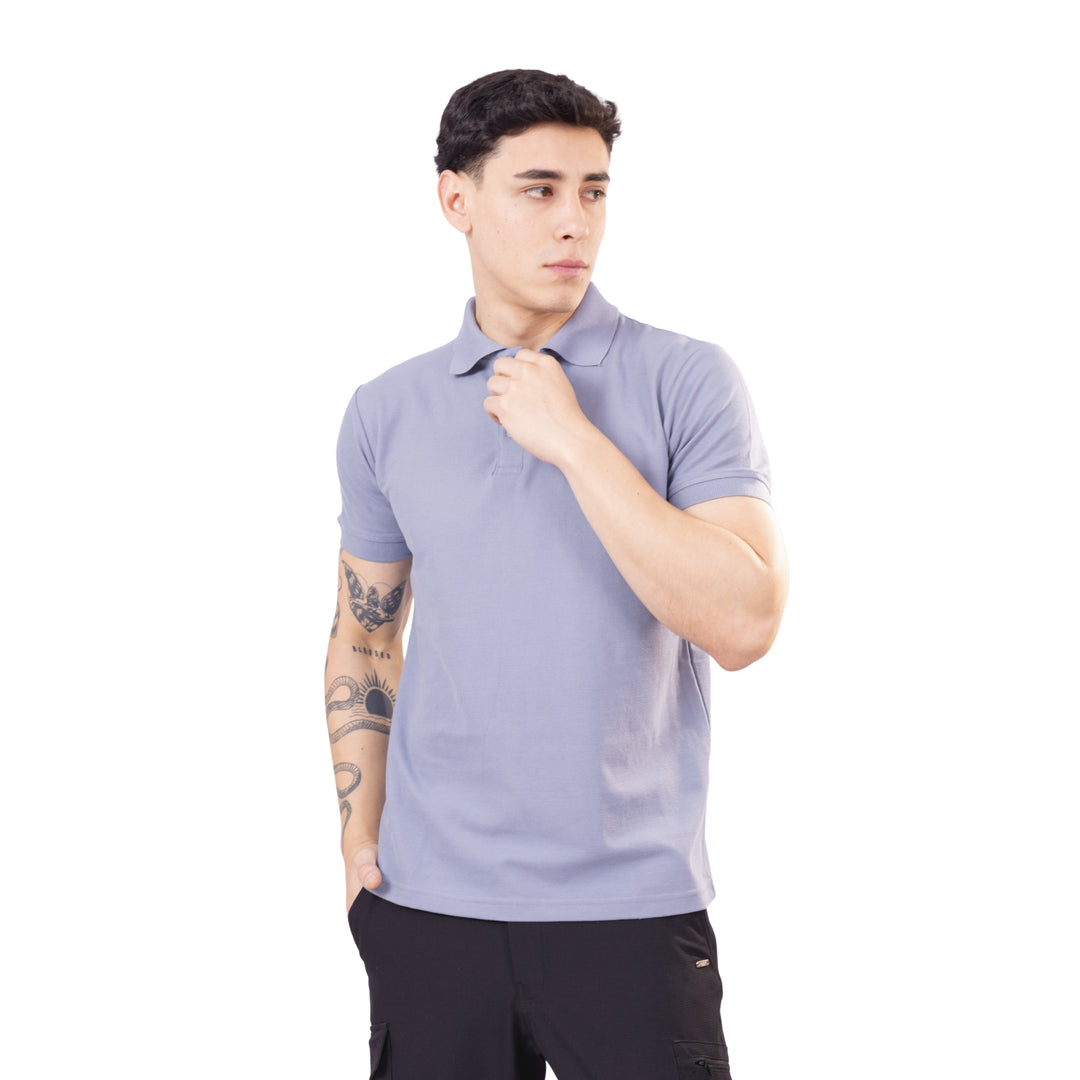 polo camisero color gris para dama 