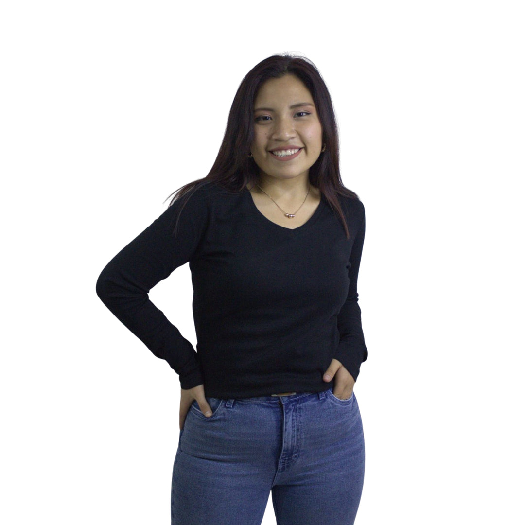 polo manga larga para mujer color negro