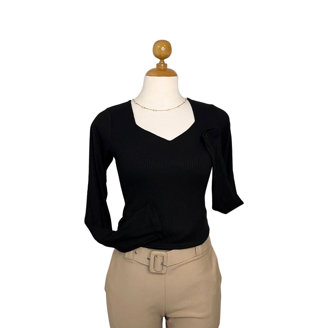 polo manga larga color negro para dama