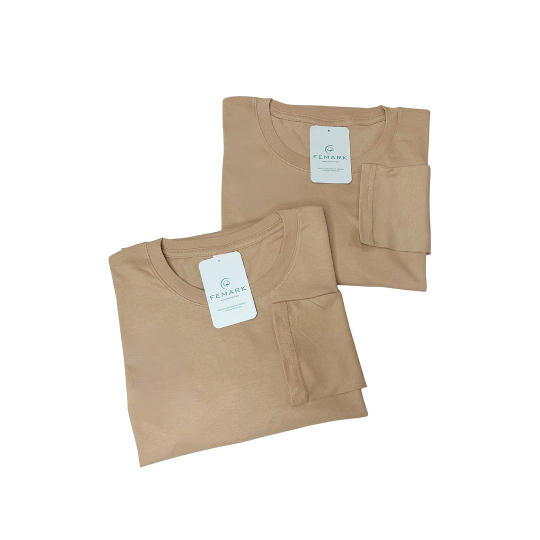 polo manga larga color beige para hombre