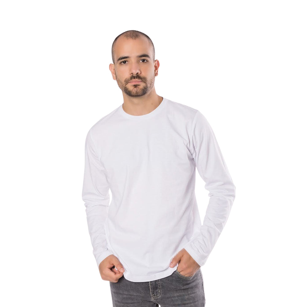 Polo manga larga blanco para hombre