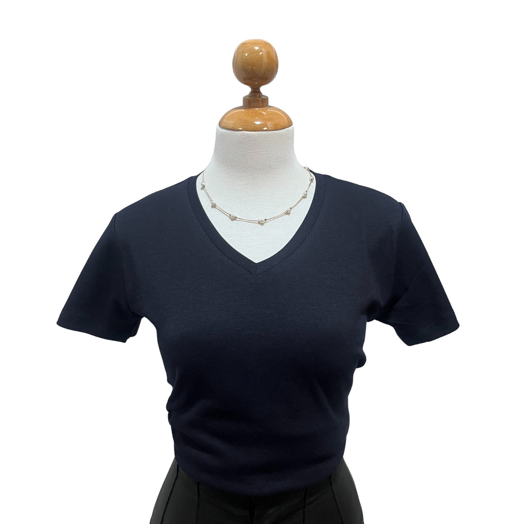polo azul marino manga corta para dama